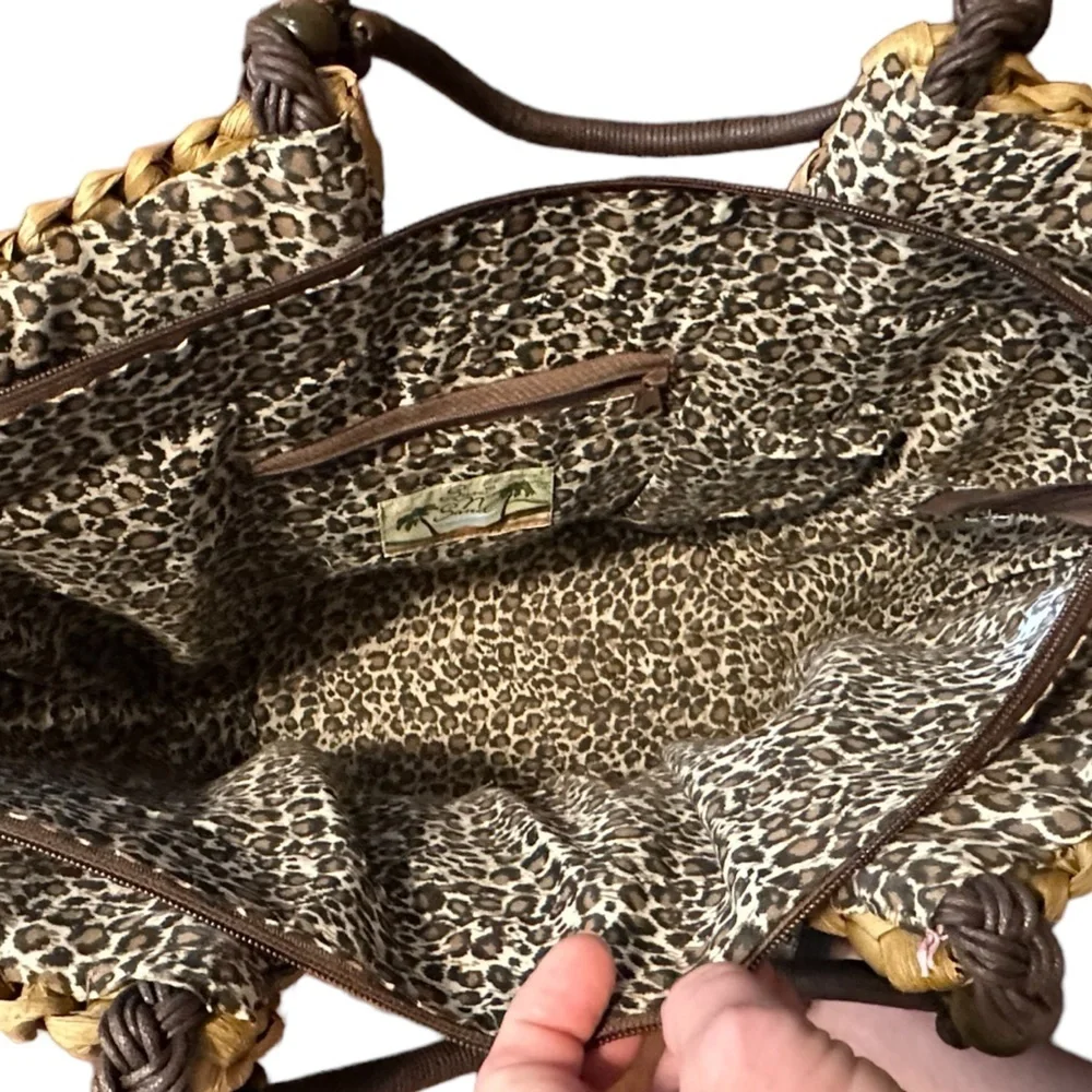 Sun N Sand rattan straw summer basquet shoulder beach market carryall tote bag - Picture 4 of 5